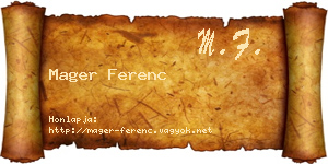 Mager Ferenc névjegykártya